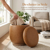 Upholstered Round Storage Ottoman